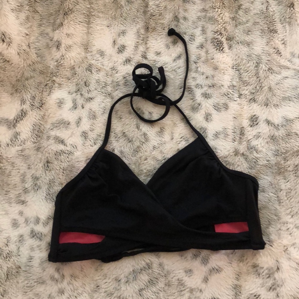 A black Pink Victoria Secret wrap bathing suit
